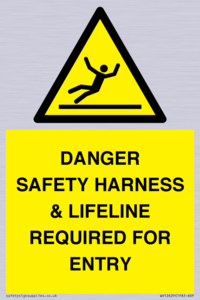 WV12629: DANGER SAFETY HARNESS & LIFELINE REQUIRED FOR ENTRY