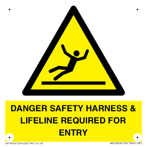 WV12629: DANGER SAFETY HARNESS & LIFELINE REQUIRED FOR ENTRY