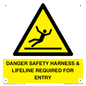 WV12629: DANGER SAFETY HARNESS & LIFELINE REQUIRED FOR ENTRY