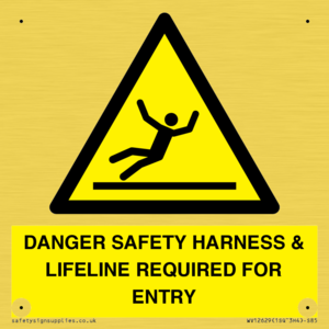 WV12629: DANGER SAFETY HARNESS & LIFELINE REQUIRED FOR ENTRY