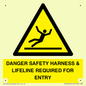 WV12629: DANGER SAFETY HARNESS & LIFELINE REQUIRED FOR ENTRY
