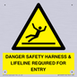 WV12629: DANGER SAFETY HARNESS & LIFELINE REQUIRED FOR ENTRY