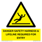 WV12629: DANGER SAFETY HARNESS & LIFELINE REQUIRED FOR ENTRY