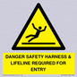 WV12629: DANGER SAFETY HARNESS & LIFELINE REQUIRED FOR ENTRY