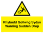 WV13048: Rhybudd Gollwng Sydyn Warning Sudden Drop