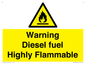 WV13099: Warning diesel fuel Highly Flammable