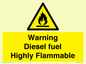 WV13099: Warning diesel fuel Highly Flammable