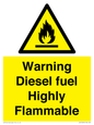 WV13099: Warning diesel fuel Highly Flammable