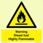 WV13099: Warning diesel fuel Highly Flammable