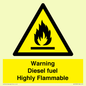 WV13099: Warning diesel fuel Highly Flammable