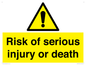 WV13143: Risk of serious injury or death