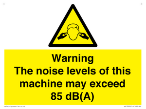 WV13222: Warning The noise levels of this machine may exceed 85 dB(A)