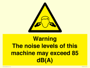 WV13222: Warning The noise levels of this machine may exceed 85 dB(A)