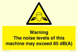 WV13222: Warning The noise levels of this machine may exceed 85 dB(A)