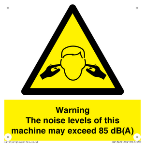 WV13222: Warning The noise levels of this machine may exceed 85 dB(A)