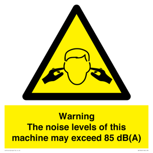 WV13222: Warning The noise levels of this machine may exceed 85 dB(A)