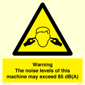 WV13222: Warning The noise levels of this machine may exceed 85 dB(A)