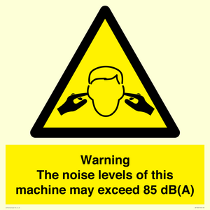WV13222: Warning The noise levels of this machine may exceed 85 dB(A)