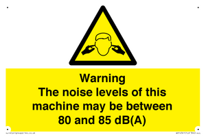 WV14341: Warning Noise Levels of machine between 80-85 dB