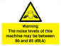 WV14341: Warning Noise Levels of machine between 80-85 dB