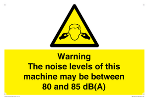 WV14341: Warning Noise Levels of machine between 80-85 dB