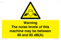 WV14341: Warning Noise Levels of machine between 80-85 dB