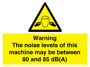 WV14341: Warning Noise Levels of machine between 80-85 dB