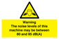 WV14341: Warning Noise Levels of machine between 80-85 dB