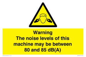 WV14341: Warning Noise Levels of machine between 80-85 dB