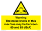 WV14341: Warning Noise Levels of machine between 80-85 dB