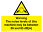 WV14341: Warning Noise Levels of machine between 80-85 dB