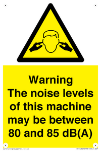 WV14341: Warning Noise Levels of machine between 80-85 dB