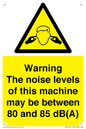 WV14341: Warning Noise Levels of machine between 80-85 dB