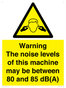 WV14341: Warning Noise Levels of machine between 80-85 dB