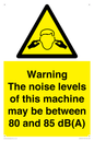 WV14341: Warning Noise Levels of machine between 80-85 dB