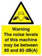 WV14341: Warning Noise Levels of machine between 80-85 dB