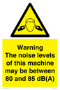 WV14341: Warning Noise Levels of machine between 80-85 dB