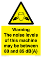WV14341: Warning Noise Levels of machine between 80-85 dB