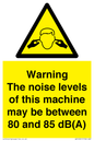 WV14341: Warning Noise Levels of machine between 80-85 dB