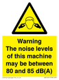 WV14341: Warning Noise Levels of machine between 80-85 dB
