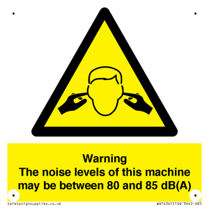 WV14341: Warning Noise Levels of machine between 80-85 dB