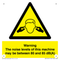 WV14341: Warning Noise Levels of machine between 80-85 dB
