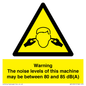 WV14341: Warning Noise Levels of machine between 80-85 dB
