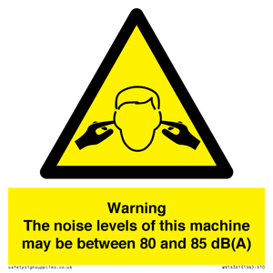 WV14341: Warning Noise Levels of machine between 80-85 dB