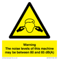 WV14341: Warning Noise Levels of machine between 80-85 dB
