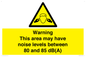 WV14343: Warning Noise Levels in this area between 80 and 85 dB