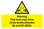 WV14343: Warning Noise Levels in this area between 80 and 85 dB