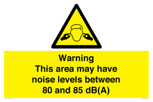 WV14343: Warning Noise Levels in this area between 80 and 85 dB