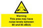 WV14343: Warning Noise Levels in this area between 80 and 85 dB