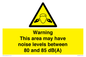 WV14343: Warning Noise Levels in this area between 80 and 85 dB